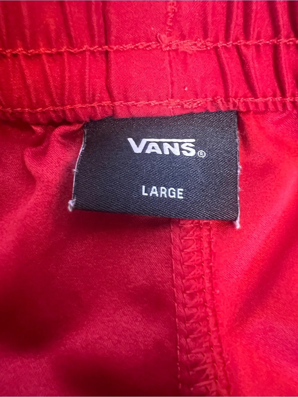 Vans Red Men’s Swim Board Shorts with Black Drawstring Size Large